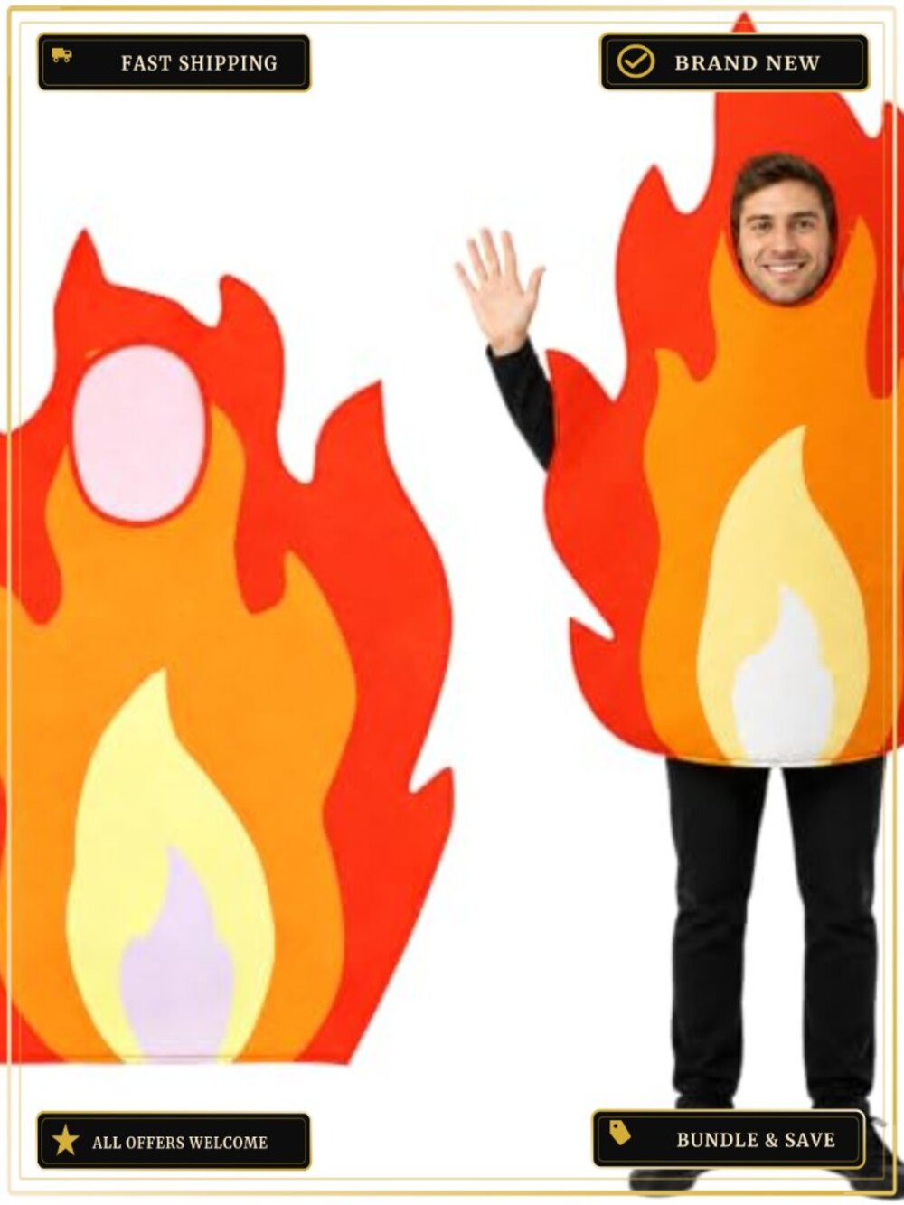 Adult Fire Flame Firefighter Halloween Costume for Men Women Cosplay Party